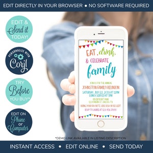EDITABLE Electronic Family Reunion Invitation, Summer Family Reunion, Reunion Invitation, Family Party, Summer Party, Family Barbecue