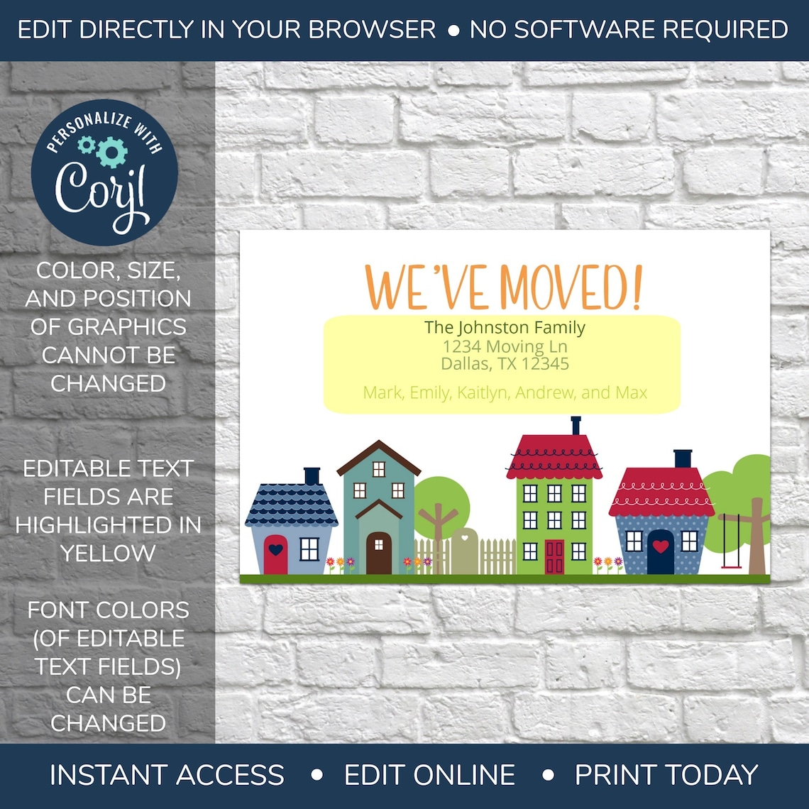 EDITABLE Moving Announcement Card We #39 ve Moved Card Etsy