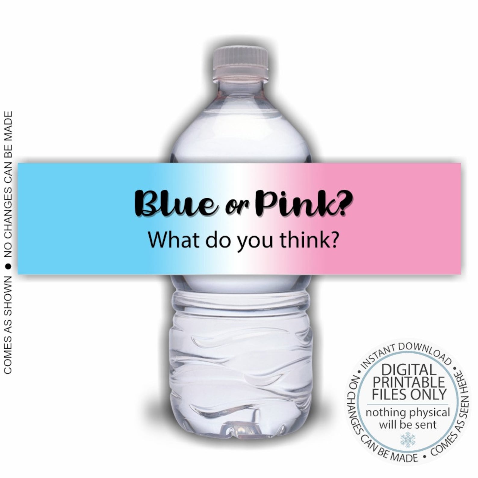 PRINTABLE Gender Reveal Water Bottle Labels Pink or Blue - Etsy