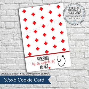 PRINTABLE Mini Cookie Card - 3.5&quot;x5&quot; - Thank You Card, Cookie Card, Nurse Appreciation, Employee Aprpeciation, Doctor, Healthcare Worker