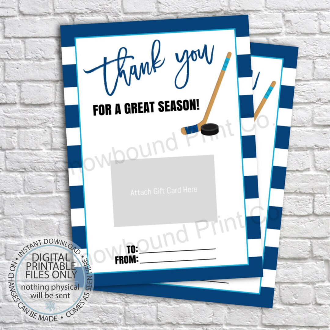 Printable Hockey Coach Gift Card Holder, Printable Gift Card Holder