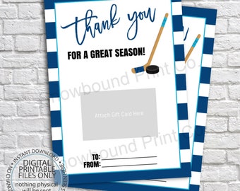 Printable Hockey Coach Gift Card Holder, Printable Gift Card Holder, Coach Appreciation, Hockey Coach Gift, Thank You card, Sports Team