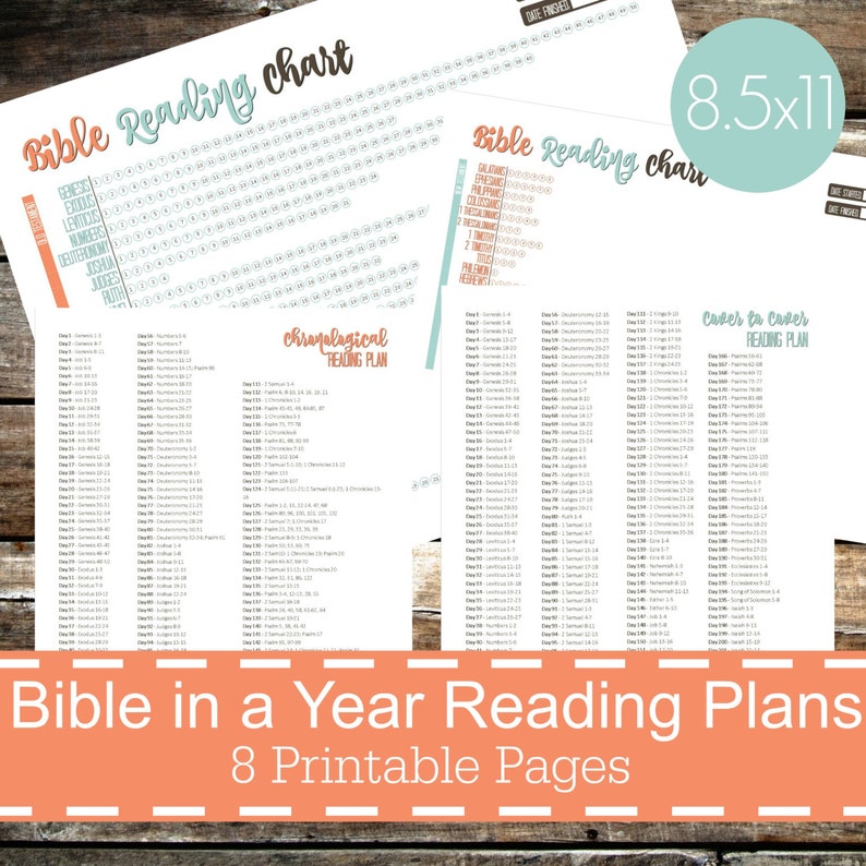 Bible in a Year Reading Plans Chart Bible Reading Chart Etsy