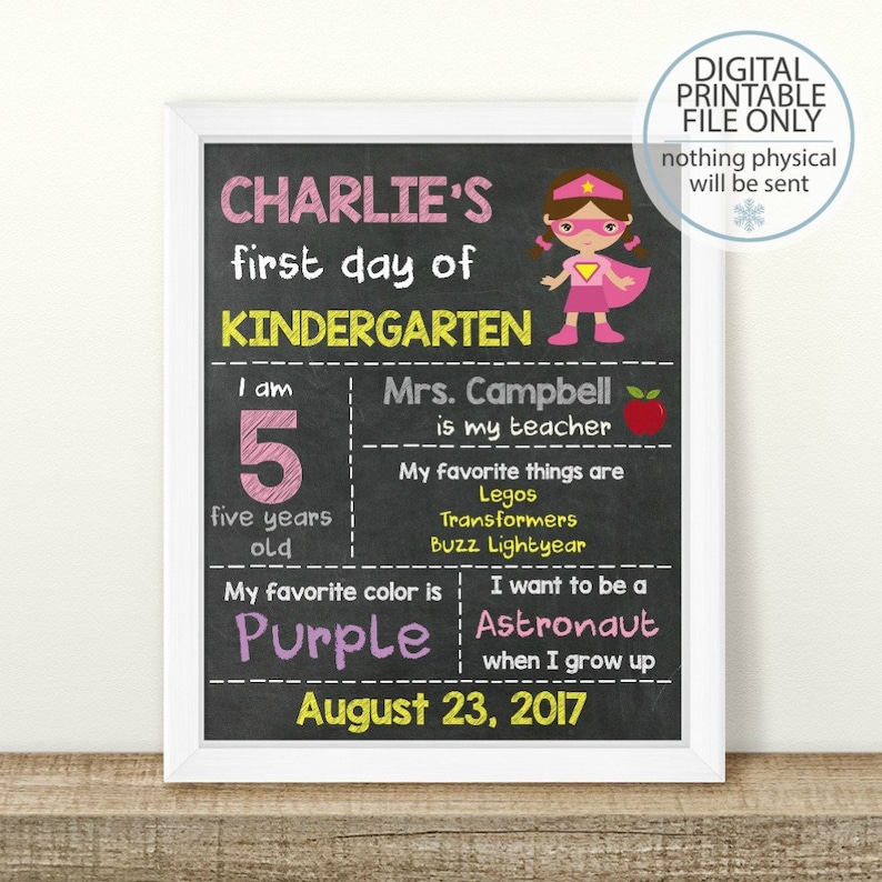 Any Grade Printable Back to School Sign Chalkboard Photo Prop PRINTABLE First Day of School Sign Personalized First Day of School Sign