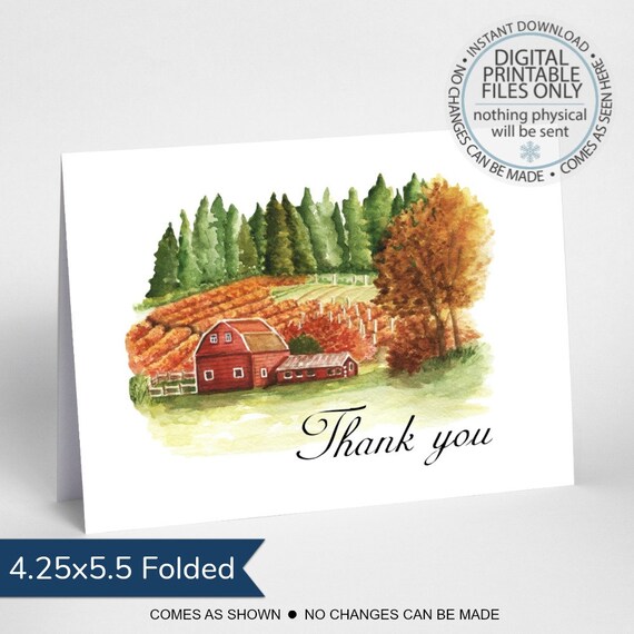 Printable Fall Thank You Card Appreciation Card Baby Shower | Etsy