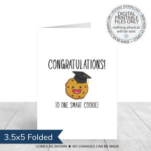 Carte imprimable de remise des diplômes, diplômé de félicitations, carte de remise des diplômes pliante, promotion 2025, félicitations, carte de félicitations, cookie intelligent