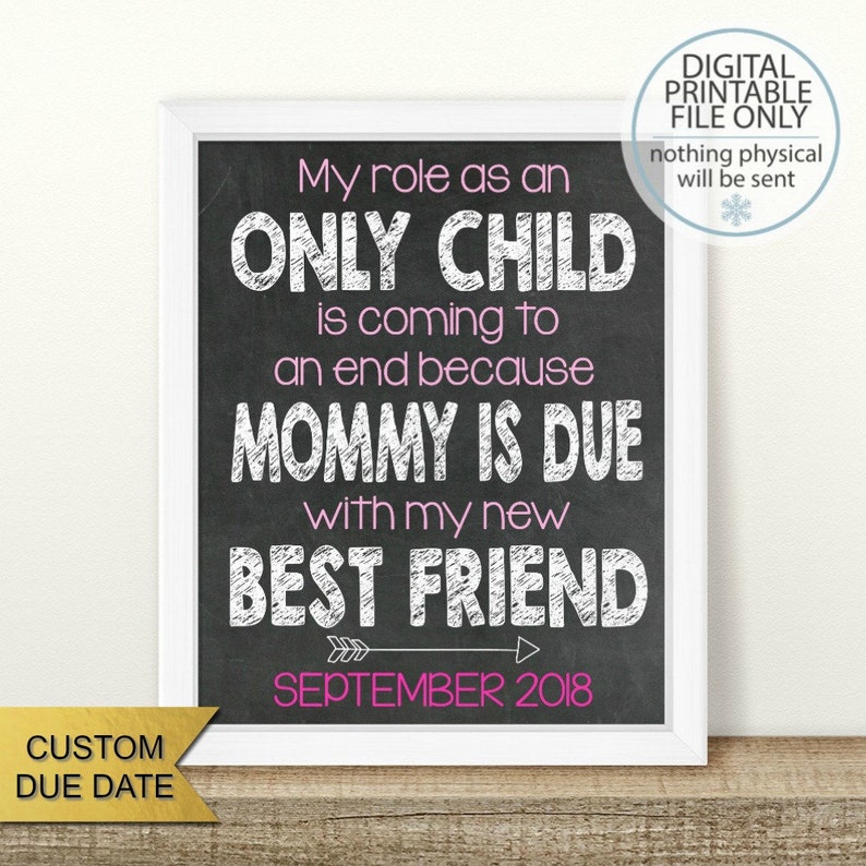 PRINTABLE Pregnancy Announcement Only Child Expiring Sibling | Etsy