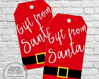 Printable Santa Christmas Tags, Christmas Gift Tags, Christmas Tags, Christmas Printable Tags, DIY Christmas, Gift from Santa. Santa Gift