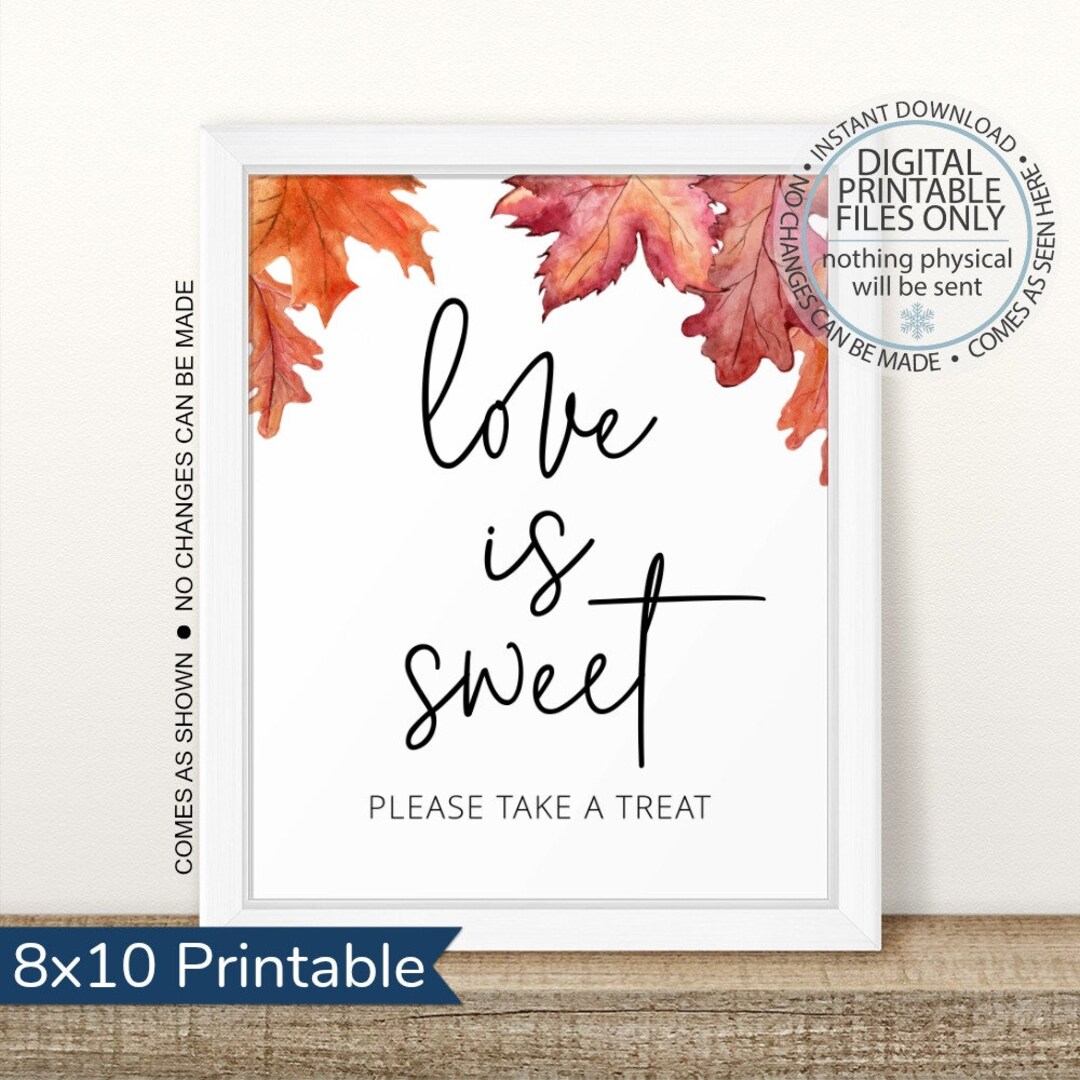 Printable Love is Sweet Sign, Love is Sweet, Candy Bar Sign, Dessert Bar Sign, Wedding Sign ...