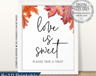 Printable Love Is Sweet Sign, Love Is Sweet, Candy Bar Sign, Dessert Bar sign, Wedding Sign, Wedding Favors Table Sign, Wedding Favors Sign