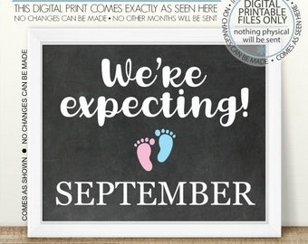 PRINTABLE Pregnancy Announcement, We're Expecting, Printable Pregnancy Sign, Chalkboard Sign, Baby Announcement, boy or girl, Pink or Blue