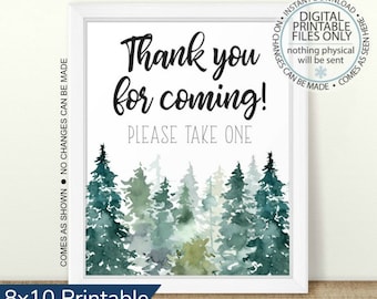 Thank You for Coming Favors Sign, Woodland Printable, Please take one, Rustic Sign, Shower Printable, Adventure Baby Shower, Woodland Baby