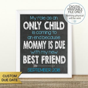 PRINTABLE Pregnancy Announcement, Only Child Expiring, Sibling Announcement, Baby Number 2, Big Brother Sign, 2nd Baby, 2nd Pregnancy