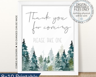 Thank You for Coming Favors Sign, Woodland Printable, Please take one, Rustic Sign, Shower Printable, Adventure Baby Shower, Woodland Baby