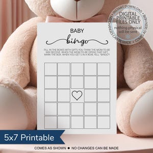 Printable Baby Shower Bingo Game, Gender Neutral Baby Shower, Baby Shower Game, Bingo Game Cards, Bingo download, Baby Gift Bingo