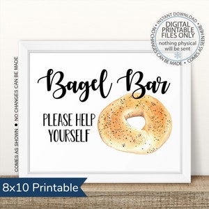 Printable Bagel Bar Sign, Bagel Station Sign, Bagel Bar Printable Table Sign, Bagel Party, Help Yourself, Bagel Table Sign, Brunch Sign