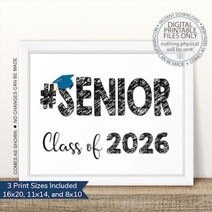 Cartello stampabile per la classe dell&#39;ultimo anno del 2026, primo giorno dell&#39;ultimo anno, primo giorno, ritorno a scuola, cartello stampabile per il primo giorno di scuola, ultimo anno