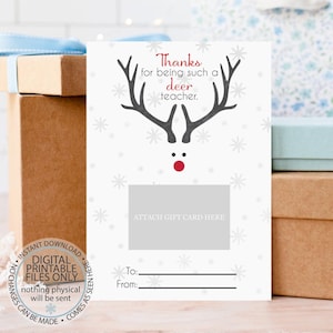 Tarjetero imprimible para Navidad, tarjetero de agradecimiento, regalo de Navidad, tarjeta de regalo de Navidad, regalos para profesores, tarjeta de agradecimiento