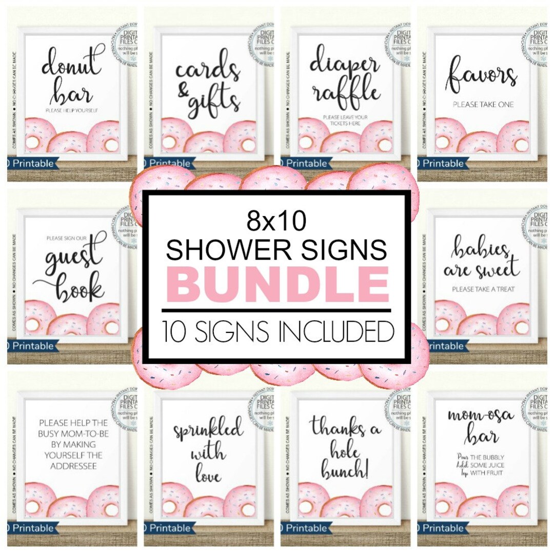Printable Donut Baby Shower Signs, Mom-osa, Sprinkled With Love, Donut ...