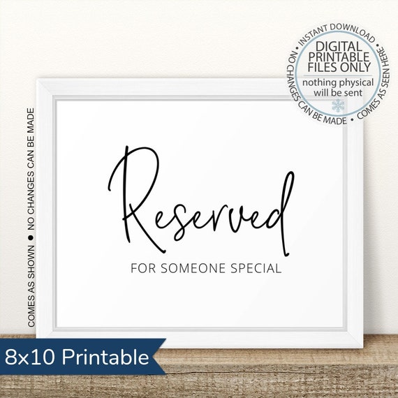 Printable Reserved Sign, Reserved Seating Sign, Reserved Table  display picture 1