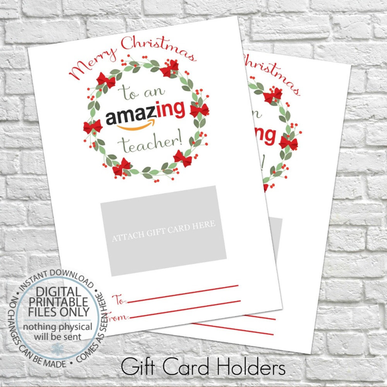 Printable Christmas Gift Card Holder Thank You Gift Card - Etsy