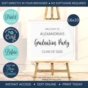 EDITABLE Graduation Welcome Sign, Graduation Open House Signs, Class of 2025 Welcome Sign, Party welcome sign, Welcome editable sign