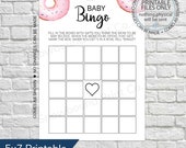Printable Baby Shower Bingo Game, Donut Baby Shower, Baby Shower Game, Bingo Game Cards, Bingo download, Pink Donut Baby Shower, Donut Bingo