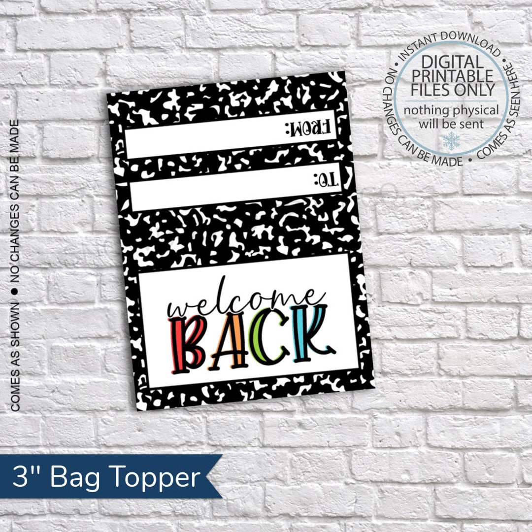 Printable Back to School Treat Bag Toppers 3 Inch Gift Bag Toppers