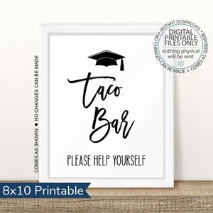 Graduation Party Taco Bar Sign, Open House Sign, Graduation Party, All the fixin&#39;s, Graduation Fiesta, Taco Sign, Graduation Food