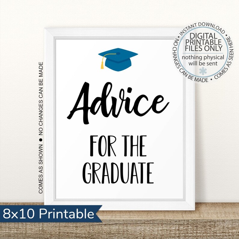 Printable Advice for the Graduate Sign High School - Etsy