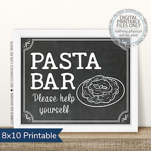 Printable Pasta Bar Sign, Printable Pasta Table Sign, Pasta Station Sign, Wedding Sign, Birthday Sign, Food Table, Wedding Food, Party Food