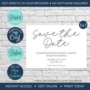 BEWERKBAAR Save the Date ansichtkaart, bewaar de datumkaart, bewaar de datum, modern bewaar de datum, huwelijksuitnodiging, bewaar de datumsjabloon