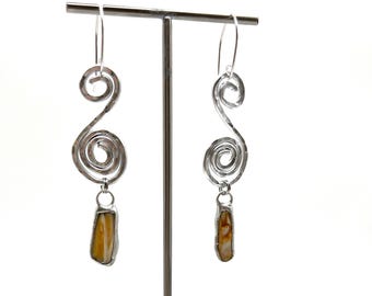 Tiffany Soldered Oregon Coast Shell & Hammered Aluminum Swirl Earrings