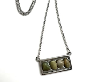 Oregon Serpentine In Resin Stainless Steel Pendant Necklace