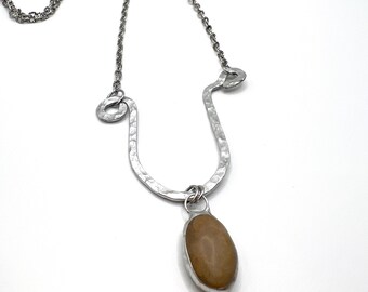 Tiffany Soldered Oregon Coast Sugar Agate & Hammered Aluminum "U" Necklace