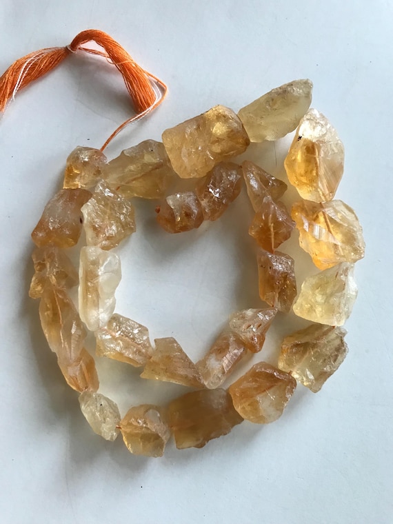 Citrine Nugget Beads (H) - 1 Strand (16") 10/15mm x 10/20mm with 1mm hole jewelry making supplies unique