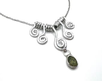 Tiffany Soldered Oregon Serpentine & Hammered Aluminum Multi Swirl Pendant