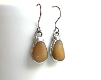 Tiffany Soldered & Steel Southern Oregon Coast Sugar Agate Beach Stone Earrings Beach Lover Gift Organic jewelry Repurposed Jewelry