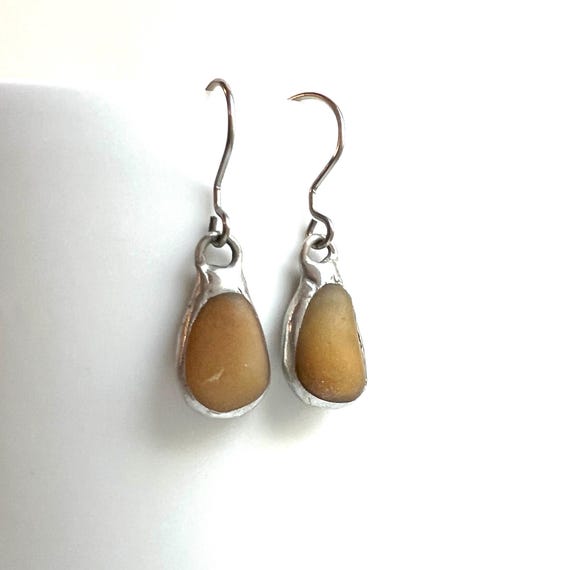 Tiffany Soldered & Steel Southern Oregon Coast Sugar Agate Beach Stone Earrings Beach Lover Gift Organic jewelry Repurposed Jewelry