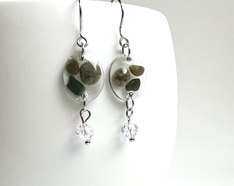 Oregon Green Jasper Stone in Resin Earrings