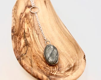 Tiffany Soldered Oregon Rutilated Quartz Chalcedony Drop Pendant Necklace Beach Stone Beach Lover Gift Organic jewelry Rock Lover Gift