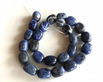 Natural Sodalite Beads - 1 Strand (16") 12x15mm with 1mm hole jewelry making supplies unique
