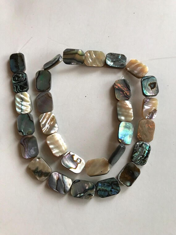 Paua Shell Beads (Abalone) - 1 Strand (16") 10x14mm with 1mm hole jewelry making supplies unique