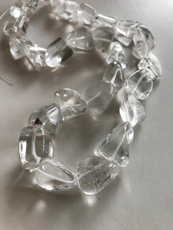 Natural Clear Quartz Beads - 1 Strand (16") 8/20 x10/25mm with 1mm hole jewelry making supplies unique