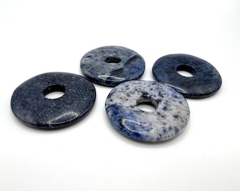 Lot of 4 Natural Sodalite Donut Focal Bead - 30mm with 8mm hole