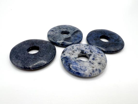Lot of 4 Natural Sodalite Donut Focal Bead - 30mm with 8mm hole