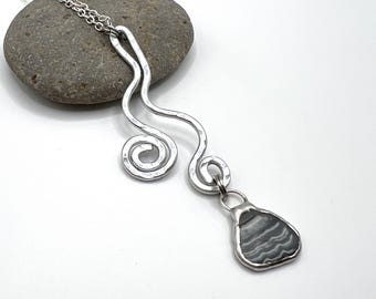 Tiffany Soldered Oregon Coast Anadara Shell Fossil & Hammered Aluminum Pendant