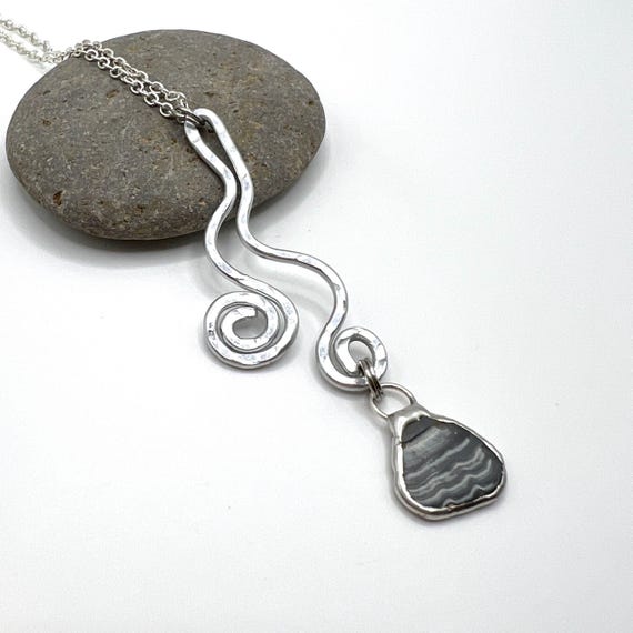 Tiffany Soldered Oregon Coast Anadara Shell Fossil & Hammered Aluminum Pendant Beach Lover Gift Organic jewelry Rock Lover Gift