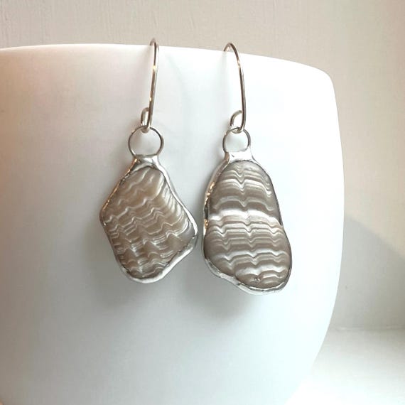 Tiffany Soldered Oregon Coast Anadara Shell Fossil Earrings Seashell Earrings Beach Lover Gift Organic jewelry Repurposed Jewelry