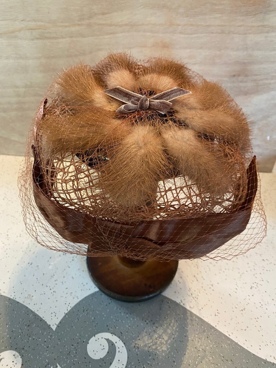 Vintage 60s Black Clover Lane Ring Hat with Veil … - image 1